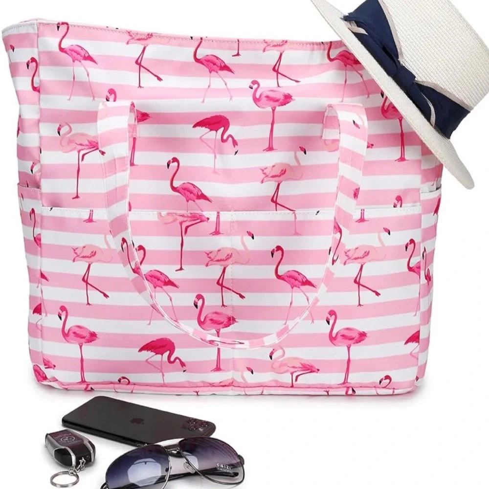 Large Flamingo Beach Tote - Picture 9 of 9